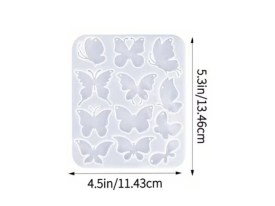 Molde silicona 12 aritos mariposas y corazones 